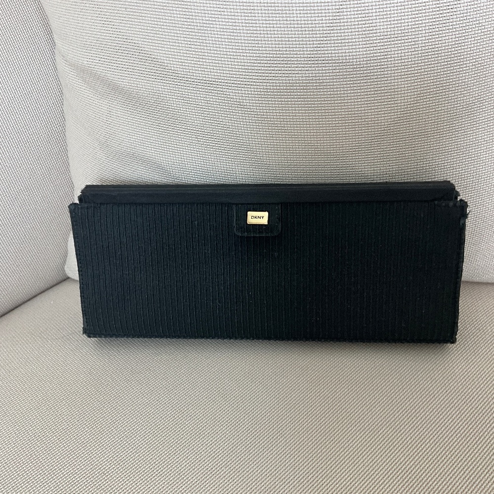 Black fabric DKNY evening clutch bag